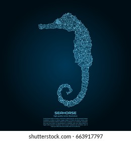 Polygonal seahorse. Point and line composition. Projects template for business. Vector illustration.