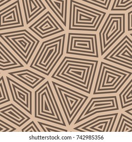 Polygonal seamless background. Geometric line brown beige pattern for wallpapers and textile
