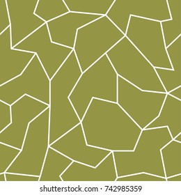 Polygonal seamless background. Geometric line olive green pattern for wallpapers and textile