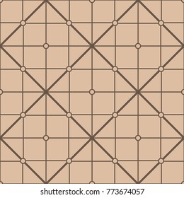 Polygonal seamless background. Geometric line brown beige pattern for wallpapers and textile