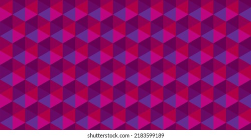 Polygonales Nahtloses Muster. Abstrakter bunter Hintergrund. Vivid Pink Purple Red Textile Armbanduhr. Dreiecke. Modernes Stoffdesign. Hintergrundtextur im geometrischen Zierstil. Einfaches Design 10 eps