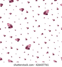 Polygonal seamless pattern with jewels, low poly vector illustration with gem, pink diamond illustration, perfect image for cover, interior, wall paper design and wrapping paper, stylish background