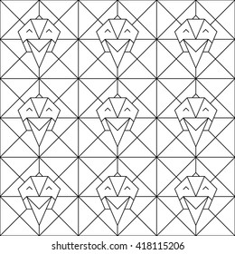 Polygonal seamless pattern with stork heads. Animals triangle background. Animal low poly pattern. Vector stork pattern. Seamless low poly stork pattern.