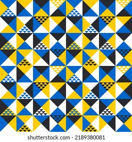 Polygonal seamless pattern. Trendy yellow and blue triangles. Modern geometric print for textiles. Vector.