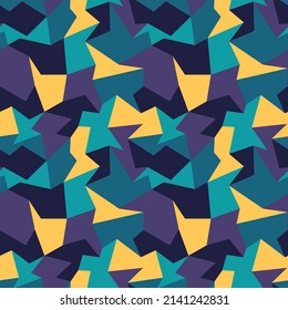 Polygonales nahtloses Muster. Eine Vielzahl mehrfarbiger Polygone bilden eine bunte Oberfläche. Vektorgrafik für Druck, Stoff, Deckung, Verpackung und andere Ihre Projekte.