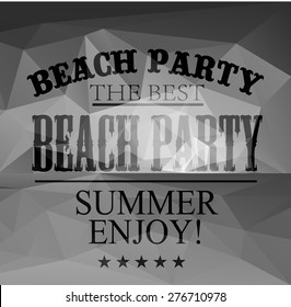 Polygonal seaside view summer poster  with typography elements. Polygonal background illustration