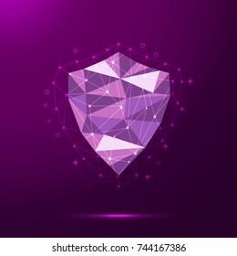 Polygonal secure. Low poly illustration, technology protection in web
