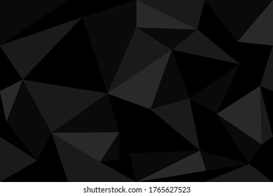 Polygonaler Hintergrund, Low-Poly-Dreiecke-Mosaik, schwarze Kristalle, Vektordesign-Tapete