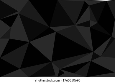 Fondo de formas poligonales, mosaico de triángulos bajos de poli, fondo de cristales negros, fondo de pantalla de diseño vectorial