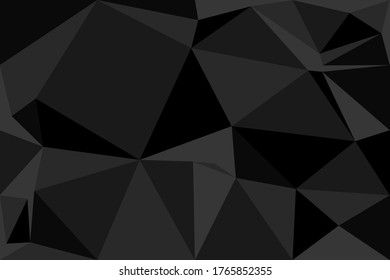 Fondo de formas poligonales, mosaico de triángulos bajos de poli, fondo de cristales negros, fondo de pantalla de diseño vectorial