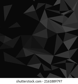 Polygonaler Hintergrund, Low-Poly-Dreiecke-Mosaik, schwarze Kristalle, Vektorgrafik 