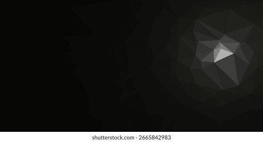 Fondo de Formas poligonales, mosaico de triángulos de polietileno bajo, fondo de cristales negros, Fondo de pantalla de diseño de Vector
