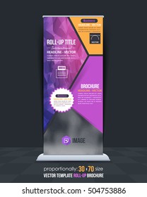 Polygonal Shapes Business Roll-Up Banner Design, Low Poly Style Background