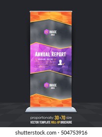 Polygonal Shapes Business Roll-Up Banner Design, Low Poly Style Background
