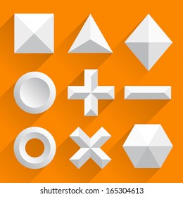 Polygonal shapes vector white