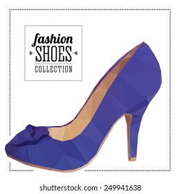 Polygonal shoe on white background with text label and border frame