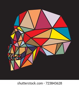 polygonal side view skull on black background
