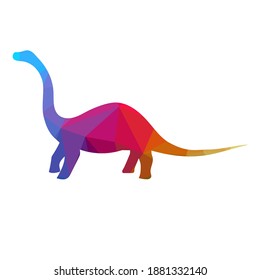 polygonal silhouette of diplodocus, vector illustration