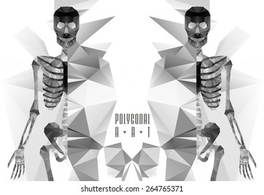 Polygonal skeleton. low poly illustration. Polygonal creative poster