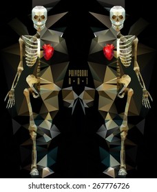 Polygonal skeleton. low poly illustration. Polygonal creative poster