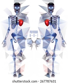 Polygonal skeleton. low poly illustration. Polygonal creative poster