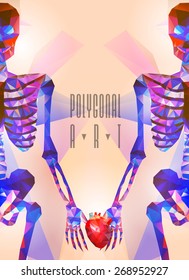 Polygonal skeleton. low poly illustration. Polygonal creative poster