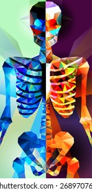 Polygonal skeleton. low poly illustration. Polygonal creative poster