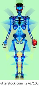 Polygonal skeleton. low poly illustration. Polygonal creative poster