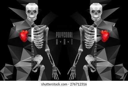 Polygonal skeleton. low poly illustration. Polygonal creative poster