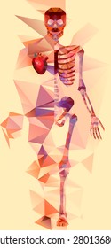 Polygonal skeleton. low poly illustration. Polygonal creative poster