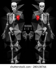 Polygonal skeleton. low poly illustration. Polygonal creative poster