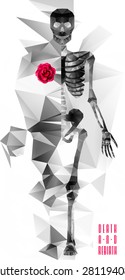 Polygonal skeleton. low poly illustration. Polygonal creative poster