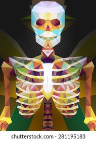 Polygonal skeleton. low poly illustration. Polygonal creative poster