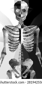 Polygonal skeleton. low poly illustration. Polygonal creative poster