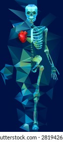 Polygonal skeleton. low poly illustration. Polygonal creative poster