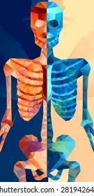 Polygonal skeleton. low poly illustration. Polygonal creative poster