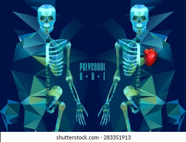 Polygonal skeleton. low poly illustration. Polygonal creative poster