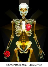 Polygonal skeleton. low poly illustration. Polygonal creative poster