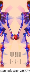 Polygonal skeleton. low poly illustration. Polygonal creative poster