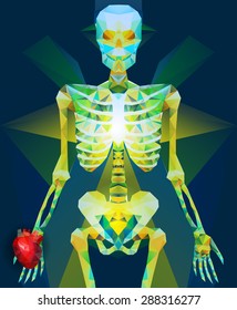 Polygonal skeleton. low poly illustration. Polygonal creative poster