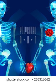 Polygonal skeleton. low poly illustration. Polygonal creative poster