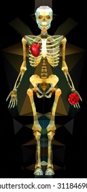 Polygonal skeleton. low poly illustration. Polygonal creative poster