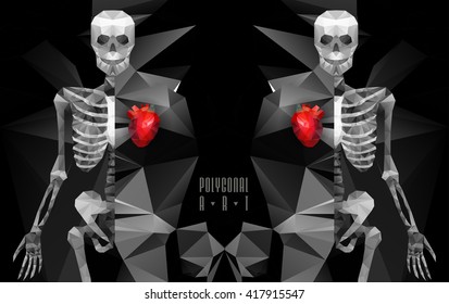 Polygonal skeleton. low poly illustration. Polygonal creative poster
