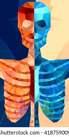Polygonal skeleton. low poly illustration. Polygonal creative poster