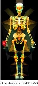 Polygonal skeleton. low poly illustration. Polygonal creative poster