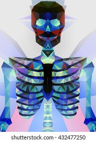 Polygonal skeleton. low poly illustration. Polygonal creative poster