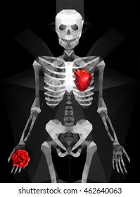 Polygonal skeleton. low poly illustration. Polygonal creative poster