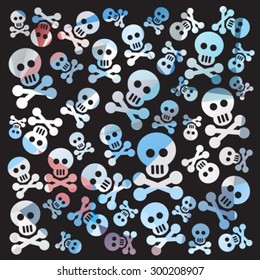 Polygonal skulls and bones seamless pattern. Halloween illustration.