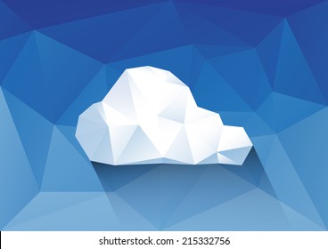 Polygonal sky and cloud Polygonal background, vector, illustration, eps10.