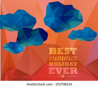 Polygonal sky  and cloud, sammer poster. Polygonal background, illustration